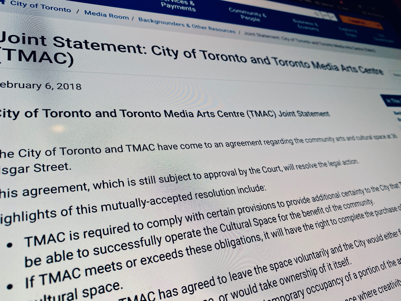 We have reached a settlement with the City of Toronto